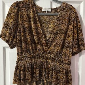 Wayf Brown and Black Patterned Blouse
